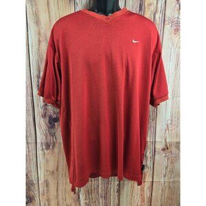 Nike Mens Red Mesh V-Neck Athletic T-shirt Large Vintage